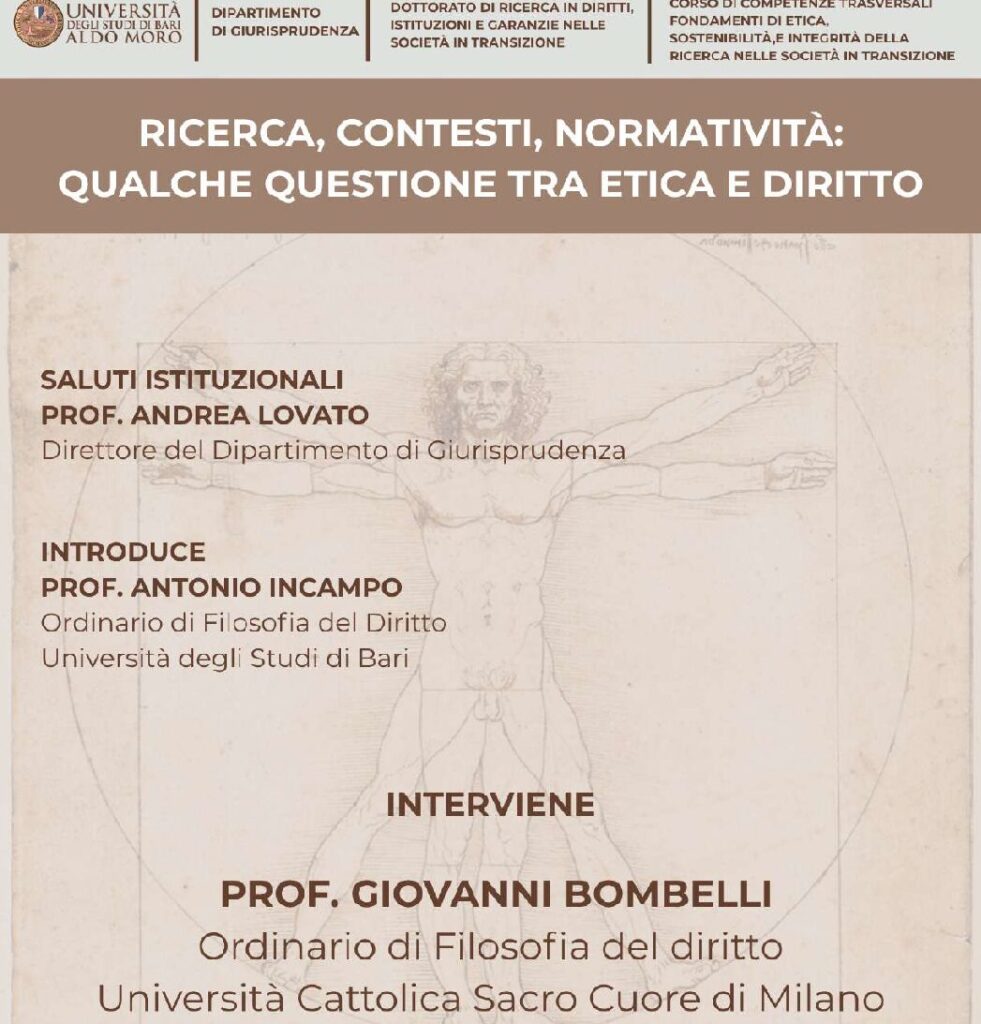 Seminario “Ricerca, contesti, normatività: qualche questione tra etica e diritto”