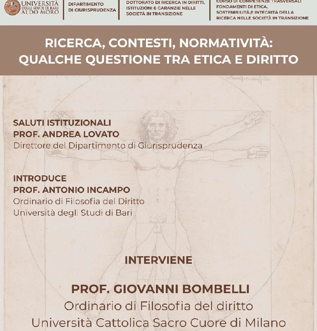 Seminario “Ricerca, contesti, normatività: qualche questione tra etica e diritto”