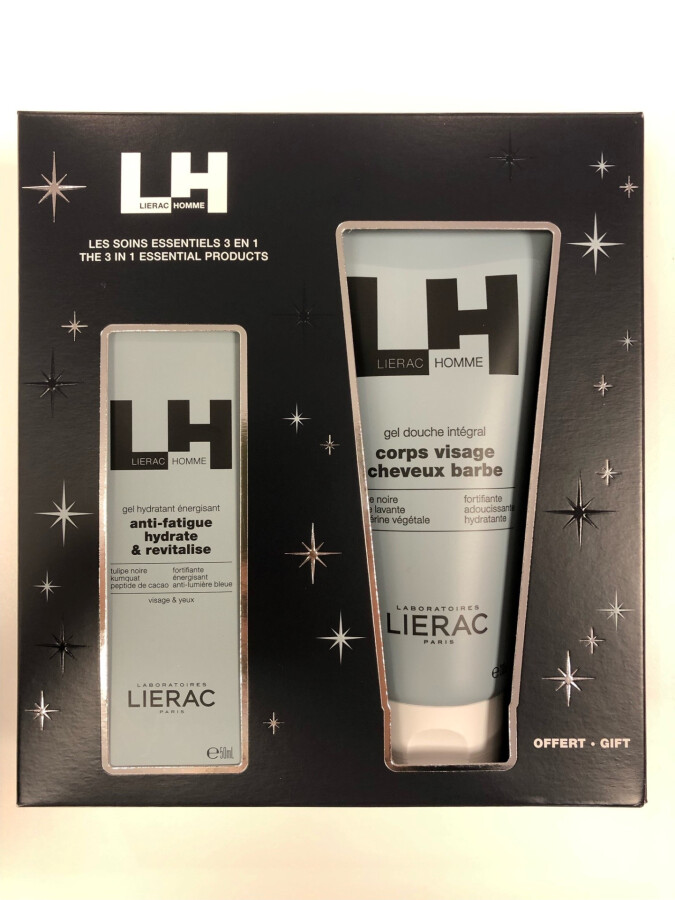 Lierac kerstpakket mannen douchegel en gel hydratant énergisant