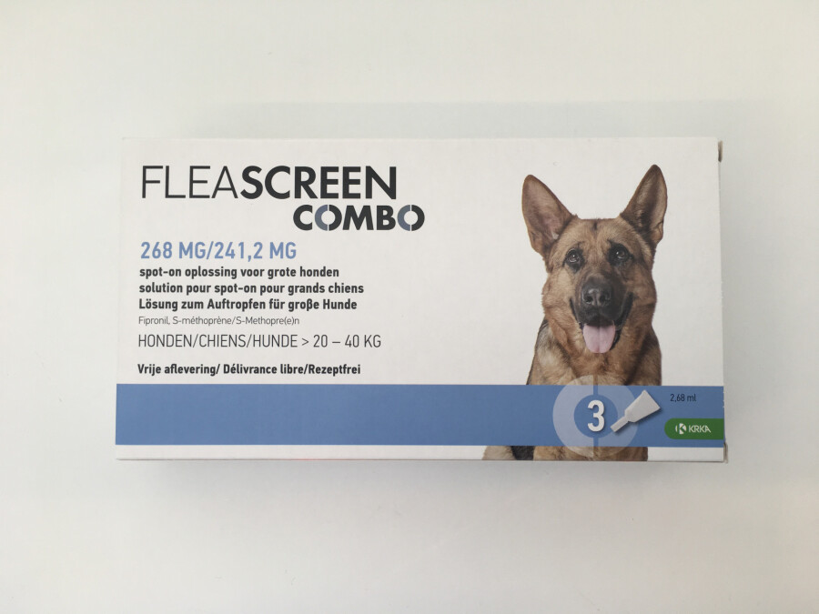 Fleascreen combo 268mg/241,2mg spot on hond pipet 3