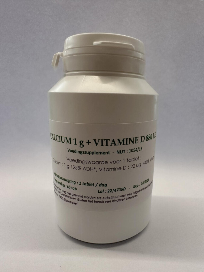 Calcium (1 g) + vitamine D (880 I.E.), 60 tabletten Calcium (1 g) + vitamine D (880 I.E.), 60 tabletten