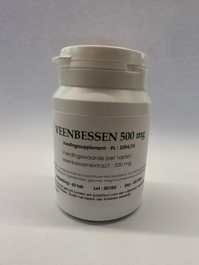 Veenbessen 500 mg, 60 tabletten