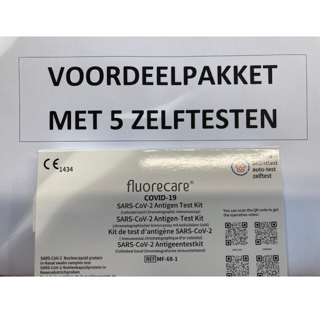FLUORECARE Covid-19 Antigeen zelftest corona VOORDEELPAKKET 5 st
