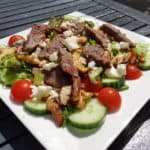 Heerlijke salade laag in koolhydraten met biefstuk, feta en shiitake!