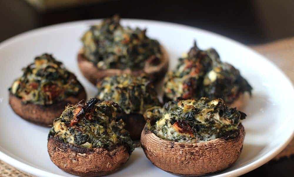 Champignons met spinazievulling