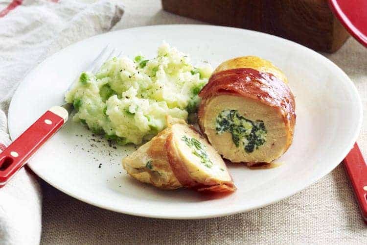 Gevulde kipfilet met spinazie