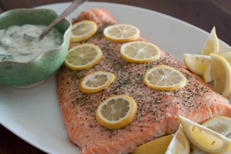 Zalm met citroen en dille uit de oven