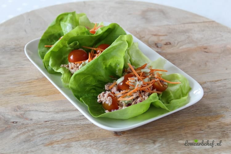 Sla wraps met tonijn en avocado dressing