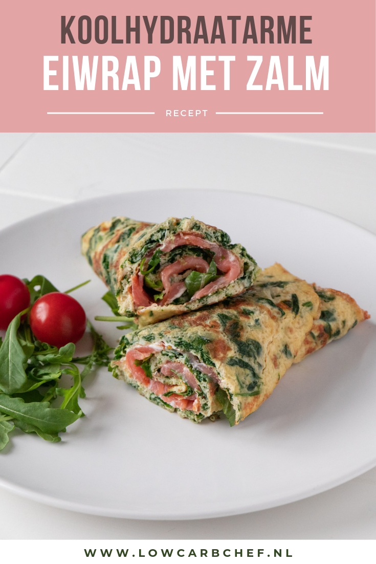 Op zoek naar een snel en voedzaam koolhydraatarm lunch recept? Dan is deze eiwrap gevuld met gerookte zalm, spinazie, roomkaas en cherrytomaten perfect. #koolhydraatarm #lunch #ei #zalm #wraps #gezondeten