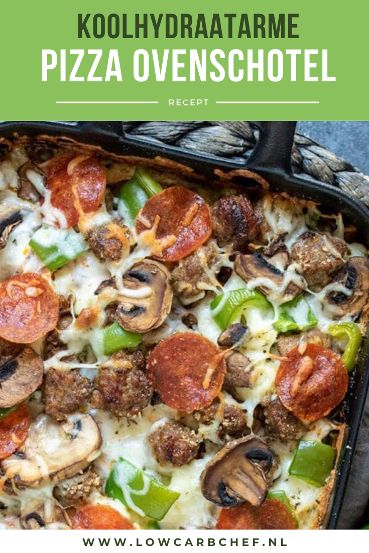 Een gezond en koolhydraatarm alternatief voor pizza: een pizza zonder bodem, oftewel een pizza ovenschotel! Bekijk het recept hier! #koolhydraatarm #keto #pizza #ovenschotel