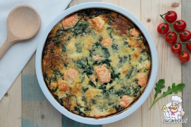 Zalmquiche met spinazie