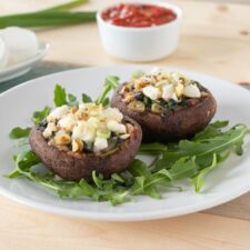 Gevulde portobello met geitenkaas.