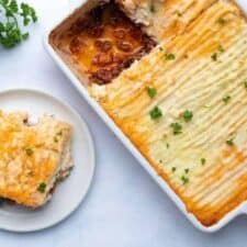 Shepherd's pie met bloemkoolpuree.