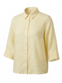 Bluse, Hemdkragen, 3/4-Arm, YELLOW