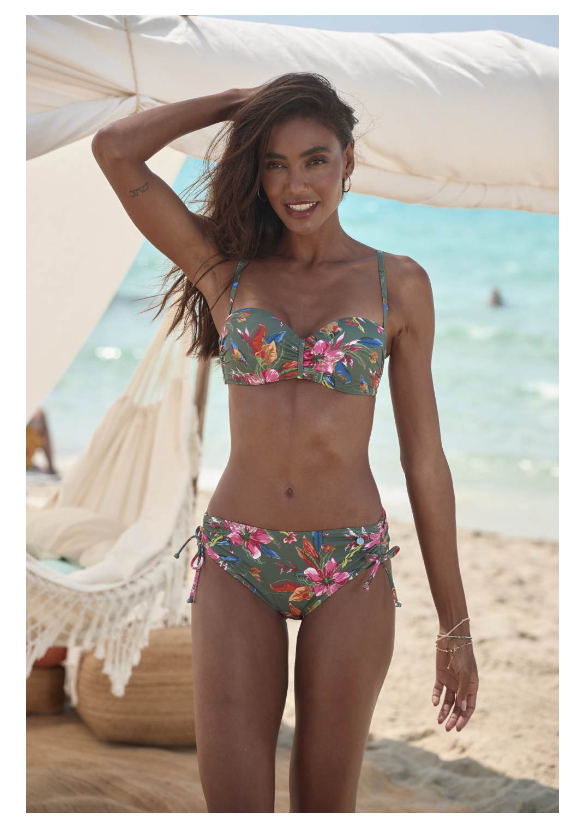 Lascana - Bikinihose Mit Raffung Oliv Print - Gr. - 38 - Image 6