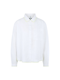 Ramiebluse mit Polokragen und Zierstich