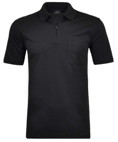 Basic Polo zip soft knit, SCHWARZ
