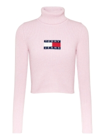 TJW MELANGE TRTLNCK FLAG SWEATER, PINK