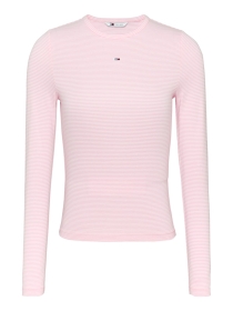 TJW SLIM STRIPE ESSENTIAL RIB LS, PINK