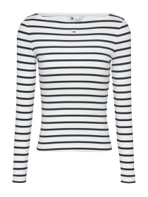 TJW BOAT NECK TOP LS, WHITE
