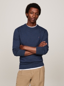 PIMA ORG CTN CASHMERE CREW NECK, BLUE