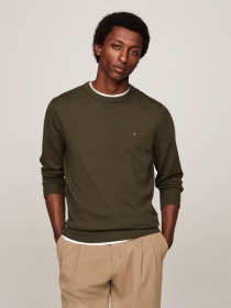 PIMA ORG CTN CASHMERE CREW NECK, KHAKI