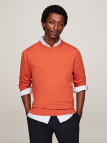 PIMA ORG CTN CASHMERE CREW NECK, ORANGE