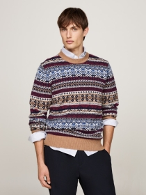 GIFTING WOOL BLEND FAIRISLE C NK, BROWN