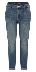 Aida cropped stretch denim, blue destroyed