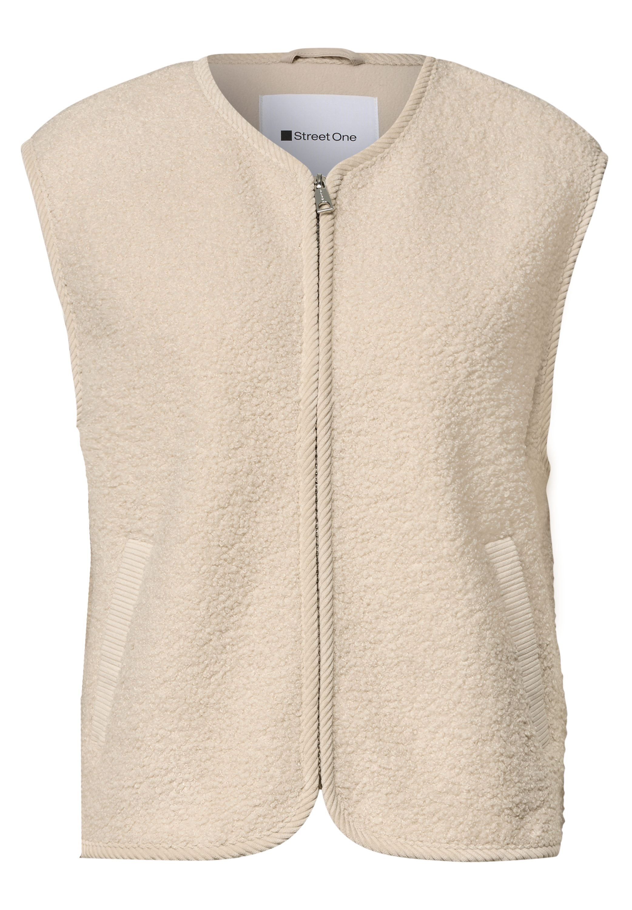 Street One Beige Teddy-Weste Mit Zipper Und Corddetails Damen - Image 4