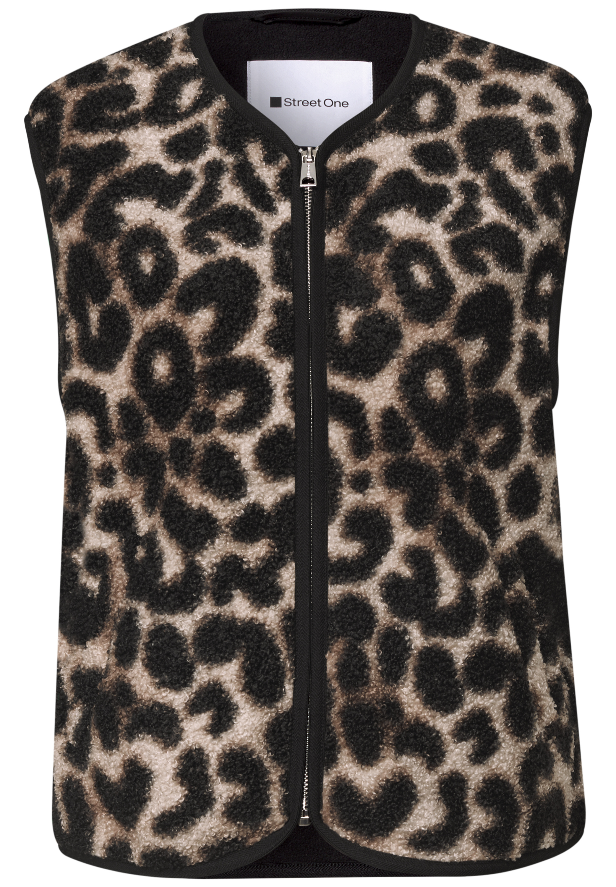 Street One Damen - Teddy-Weste Mit Zipper Und Corddetails Black - Gr. - 46 - Image 4