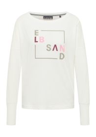 Elbsand Iruna Longsleeve – Loose Fit in Cloud White Multi für Damen