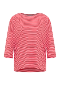 Veera Langarm T-Shirt loose fit, Barberry Cloud White stripe