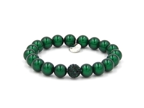 Perlenarmband 10 mm dunkelgrün