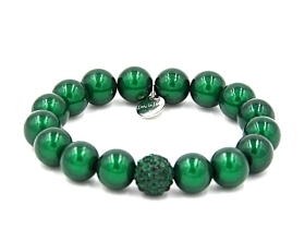 Perlenarmband 12 mm dunkelgrün Kugel