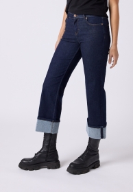 06:05 Wide Leg Turn up Cropped, blue raw