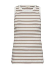 Freequent FQEFFY Rippengestricktes Top – Weiß & Braun