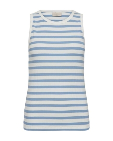 Freequent FQEFFY Rippengestricktes Top – Weiß & Blau