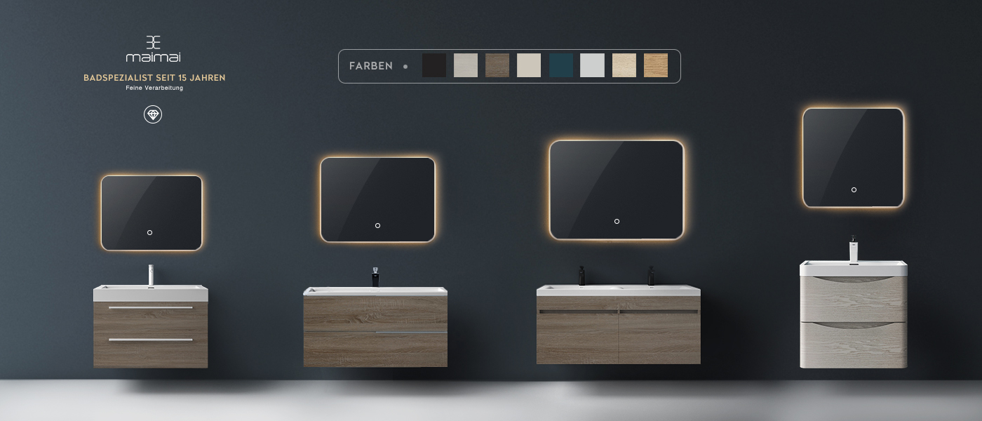 Badmöbel Set Badezimmermöbel Waschtisch Waschbecken Unterschrank LED