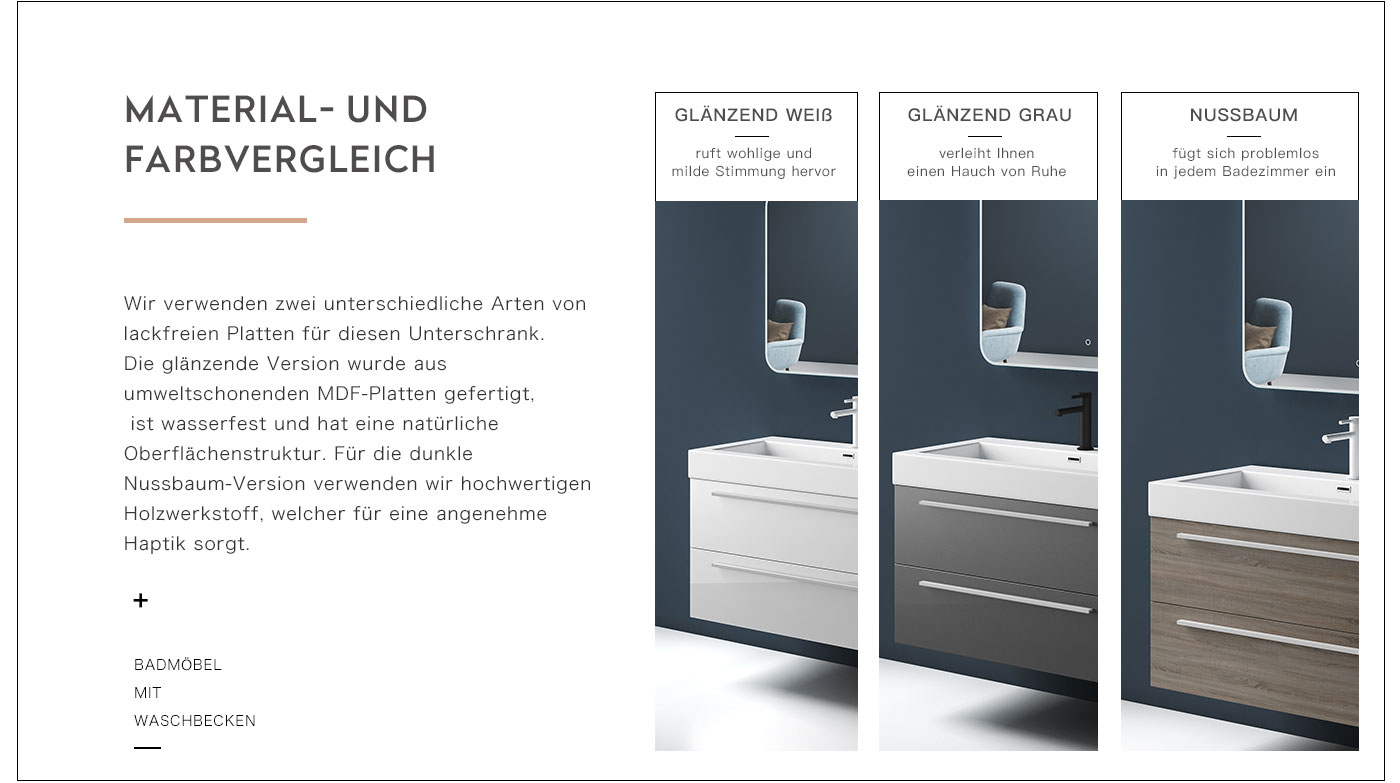 Badmöbel Set Badezimmermöbel Waschtisch Waschbecken Unterschrank LED