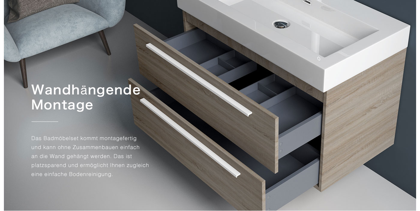 Badmöbel Set Badezimmermöbel Waschtisch Waschbecken Unterschrank LED