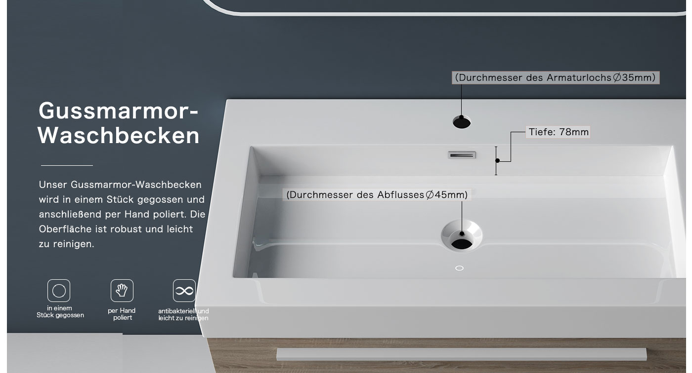 Badmöbel Set Badezimmermöbel Waschtisch Waschbecken Unterschrank LED