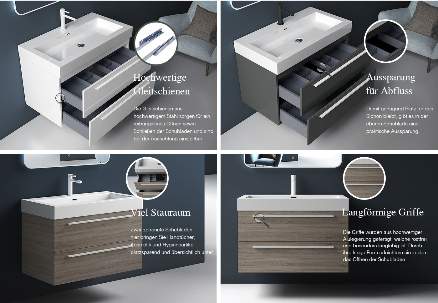 Badmöbel Set Badezimmermöbel Waschtisch Waschbecken Unterschrank LED