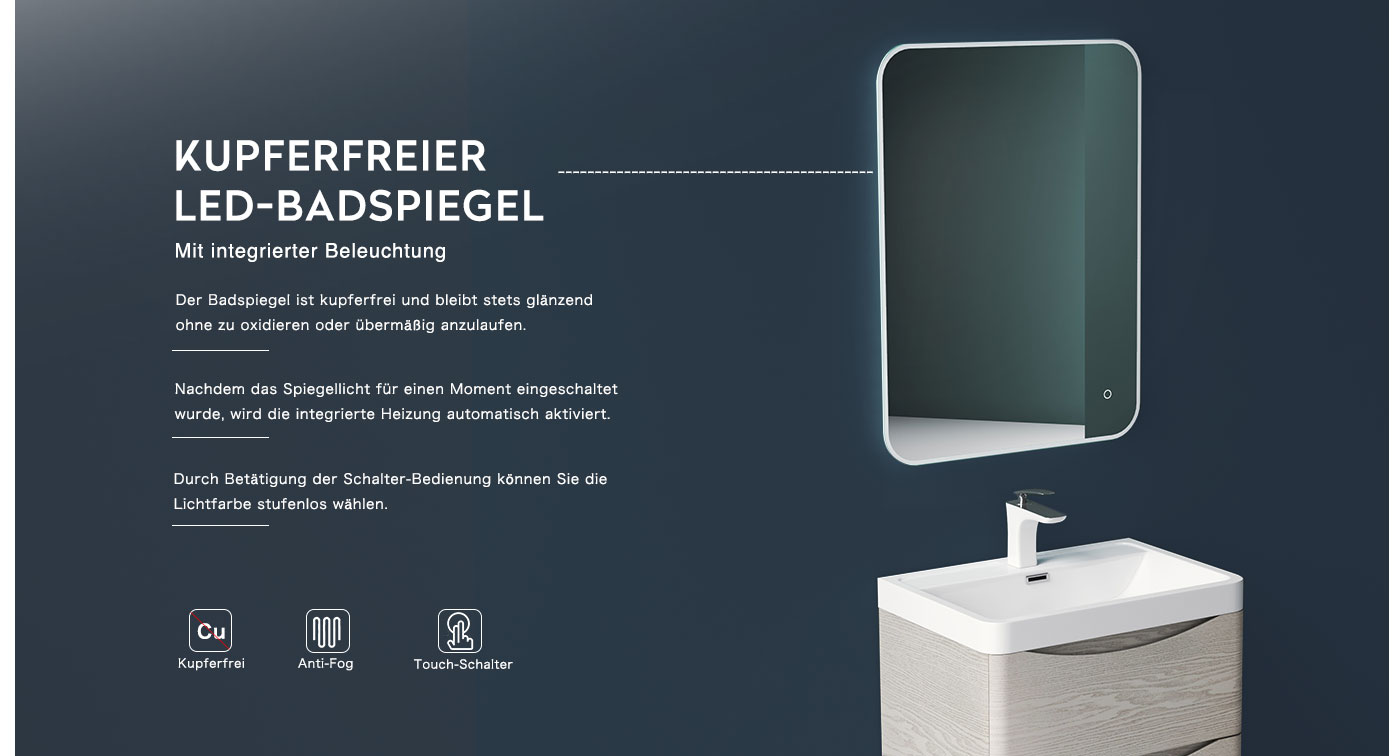 Badmöbel Badezimmermöbel 60cm Gussmarmor Steingrau Holzwerkstoff LED