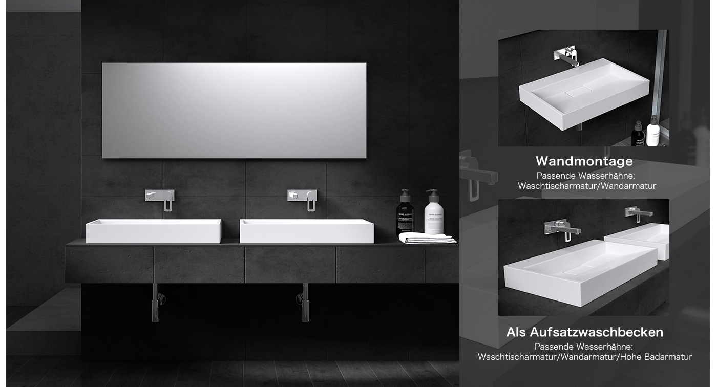 Sogood Aufsatzwaschbecken Hängewaschbecken Waschtisch Mineralguss