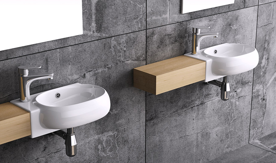 doporro Waschbecken Waschschale Keramik Brüssel001R Nano Weiß