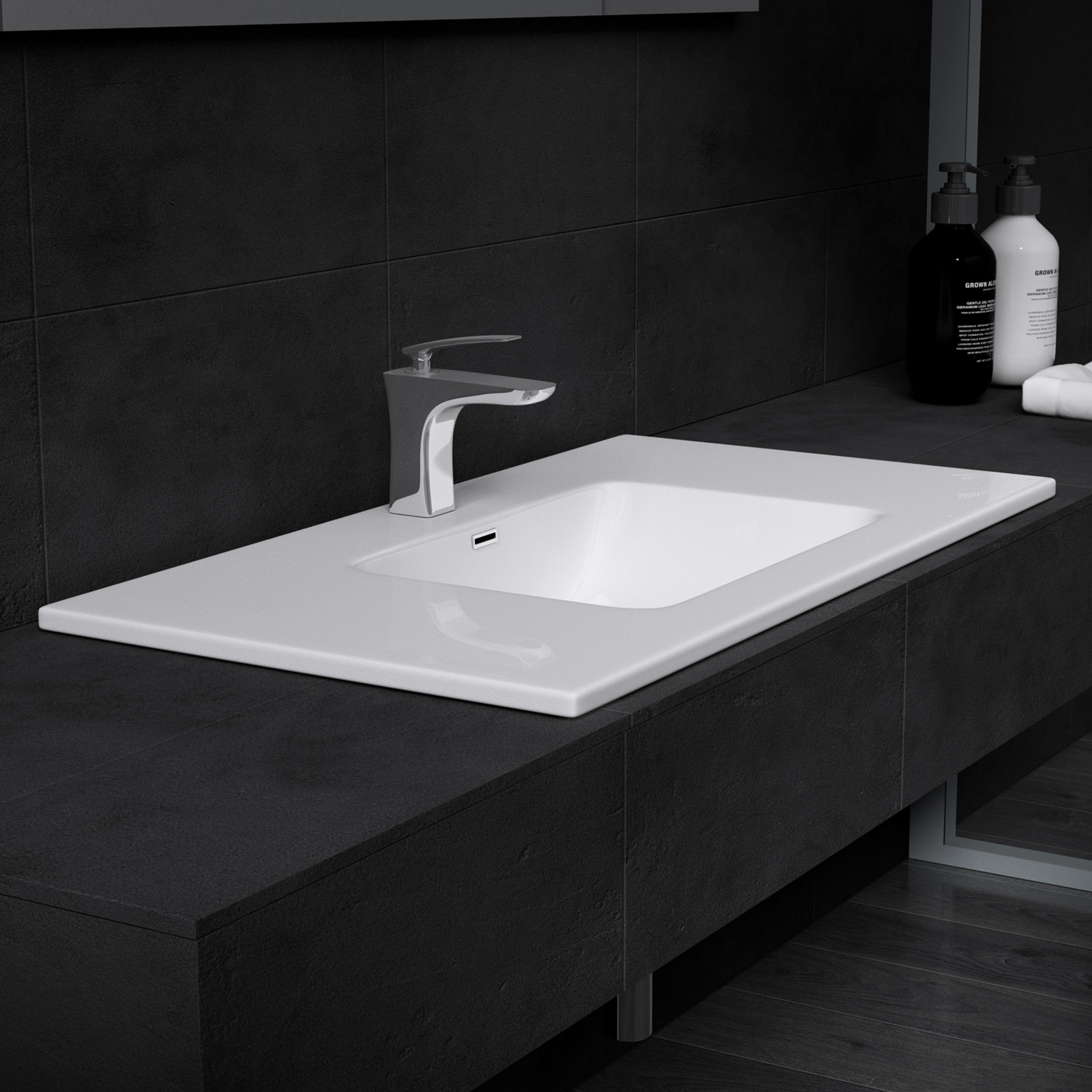 Gussmarmor Einbau-Waschbecken Waschtisch Waschplaz Colossum02 | eBay