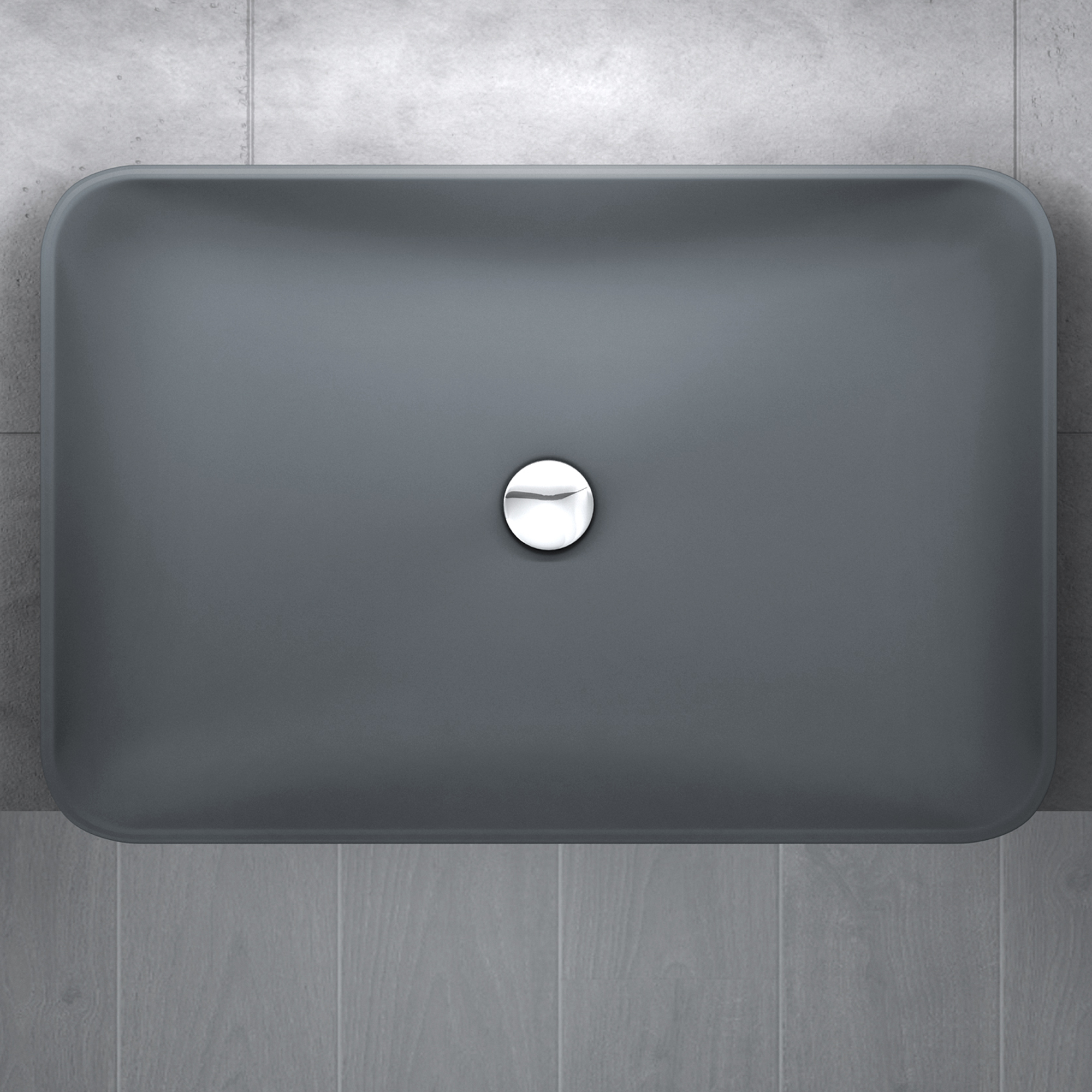 Mineralguss EckigAbgerundet Waschbecken Aufsatzwaschbecken Waschtisch