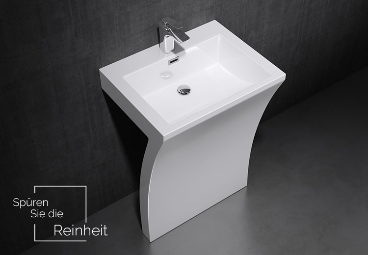 Freistehendes Standwaschbecken Halbsäule Gussmarmor Waschbecken