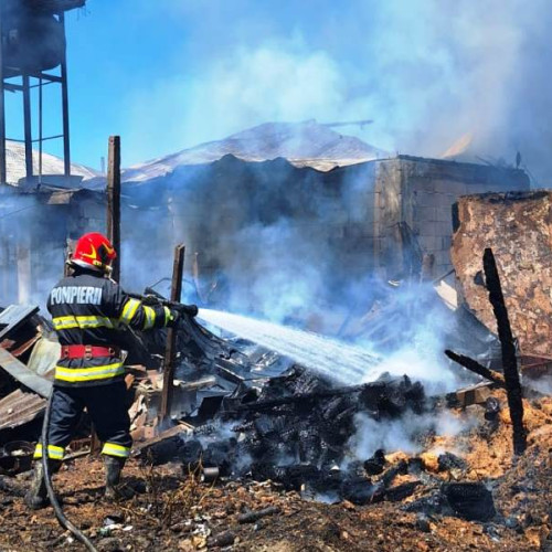 Incendiu violent distruge mai multe anexe gospodărești în Vrancea